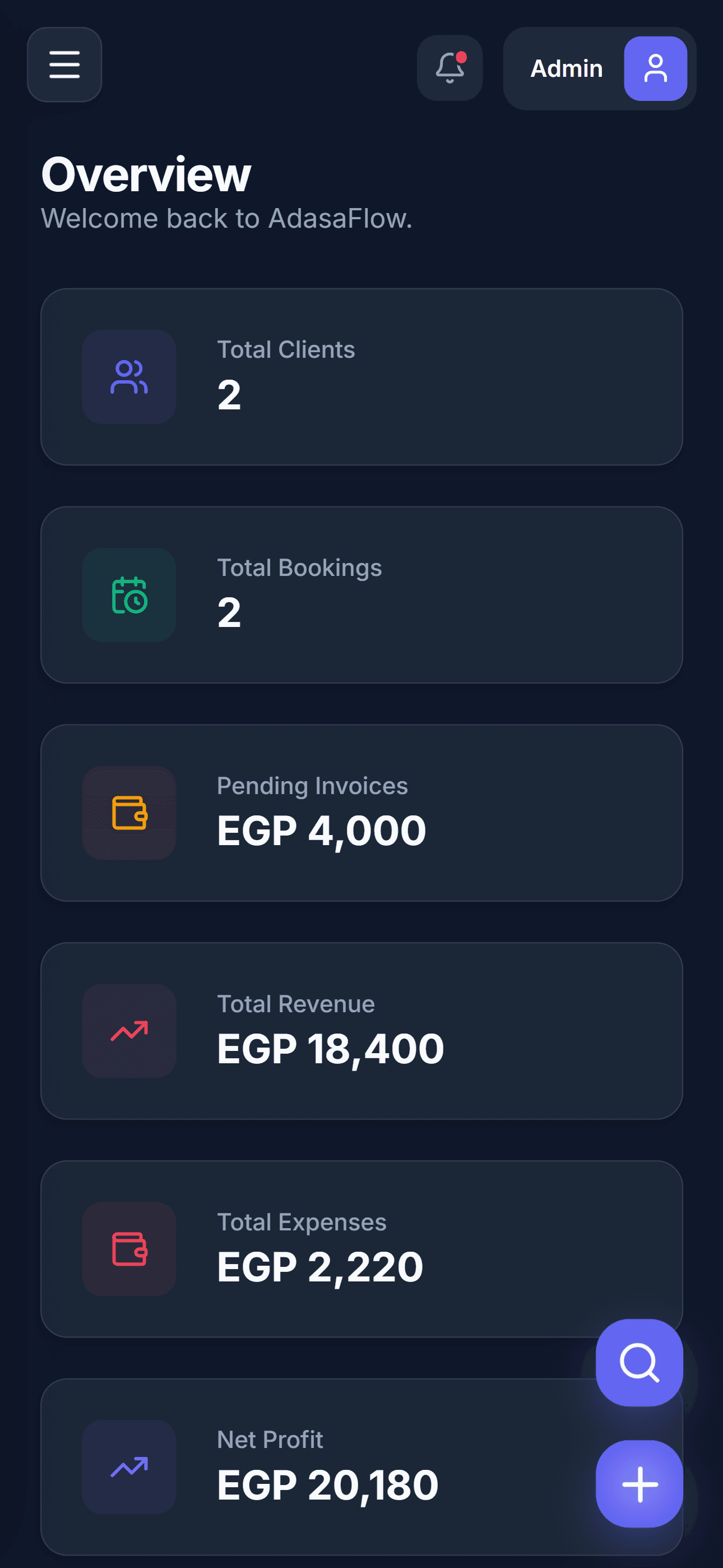 Mobile preview of the AdasaFlow project