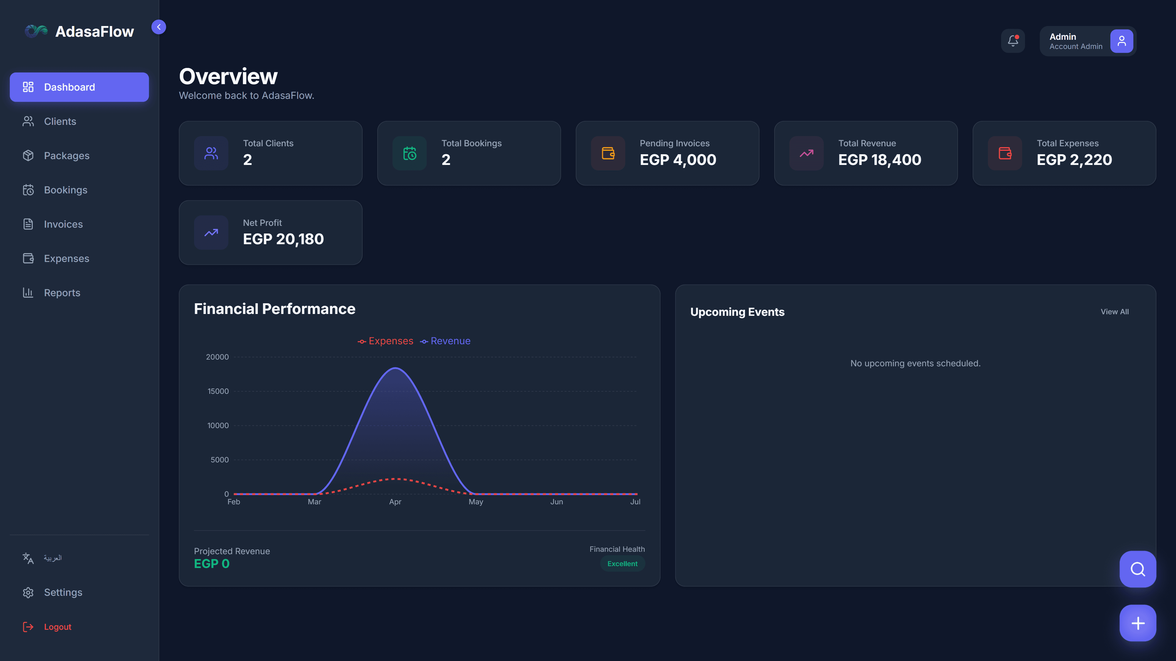 Desktop preview of the AdasaFlow project
