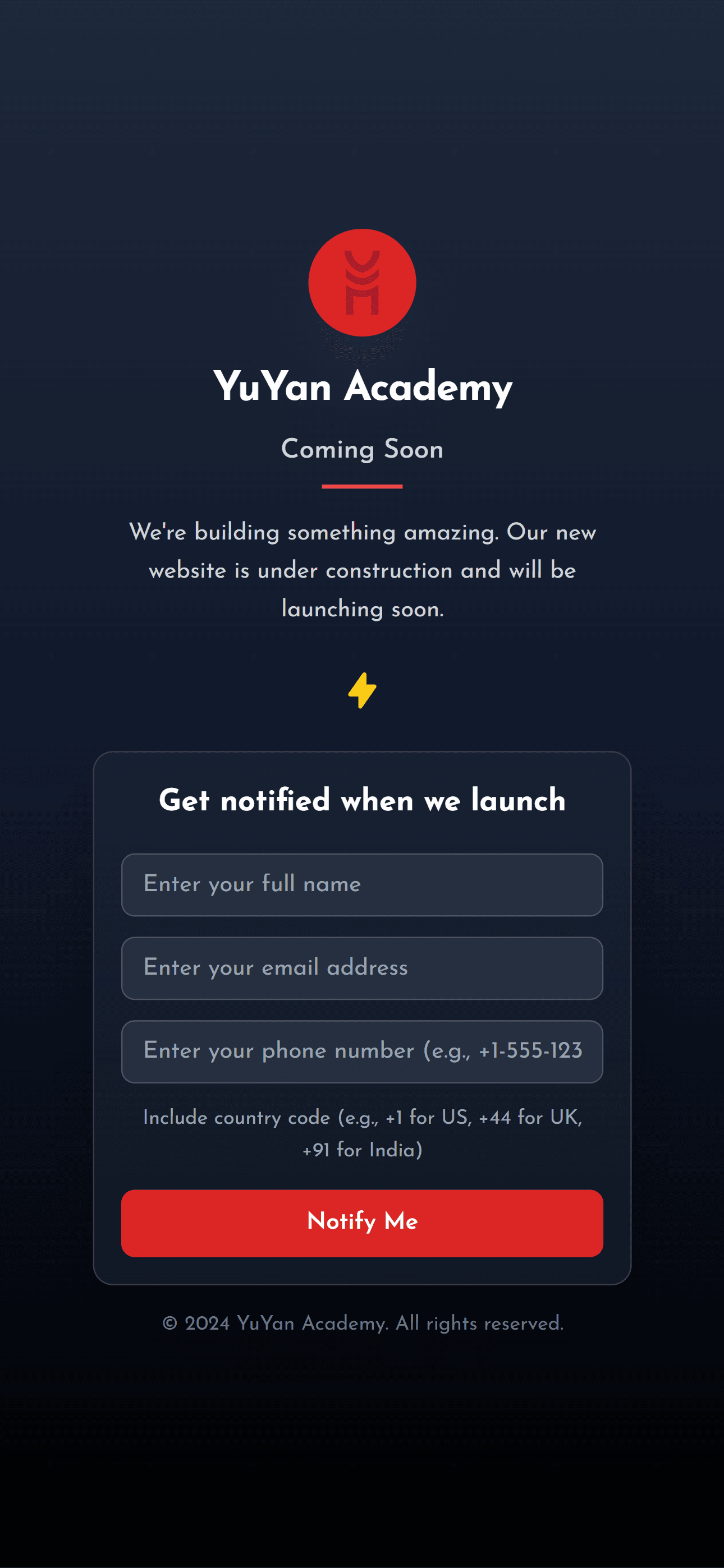 Mobile preview of the Yuyan Academy project